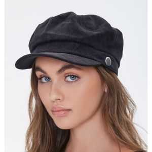 Corduroy Cabbie Hat, Black